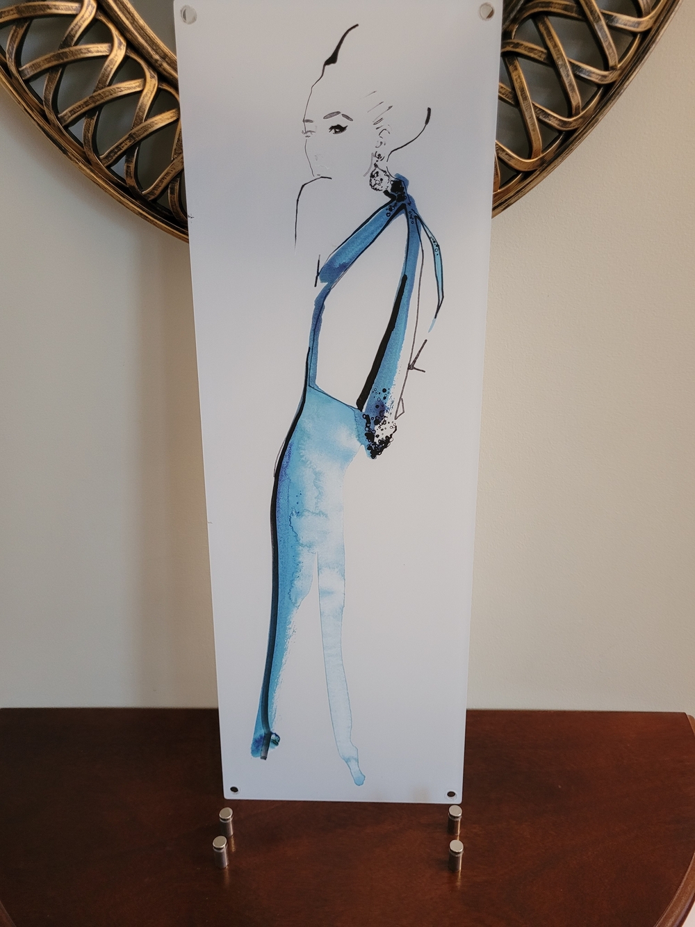 IKEA Mantebo Women Blue Dress Wall Art With Hardware Included